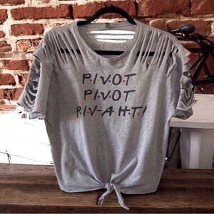 CUSTOM “PIVOT!” Friends Tee | Distressed + Tied Up  | Iconic Fan Merch